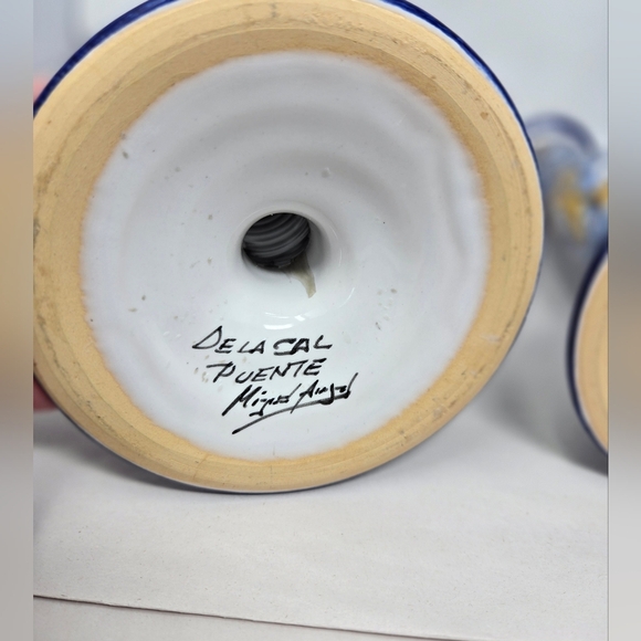 Miguel Angel Handmade & Painted Candle Holders Dela Cal Puente Spain Ceramics - Picture 6 of 11
